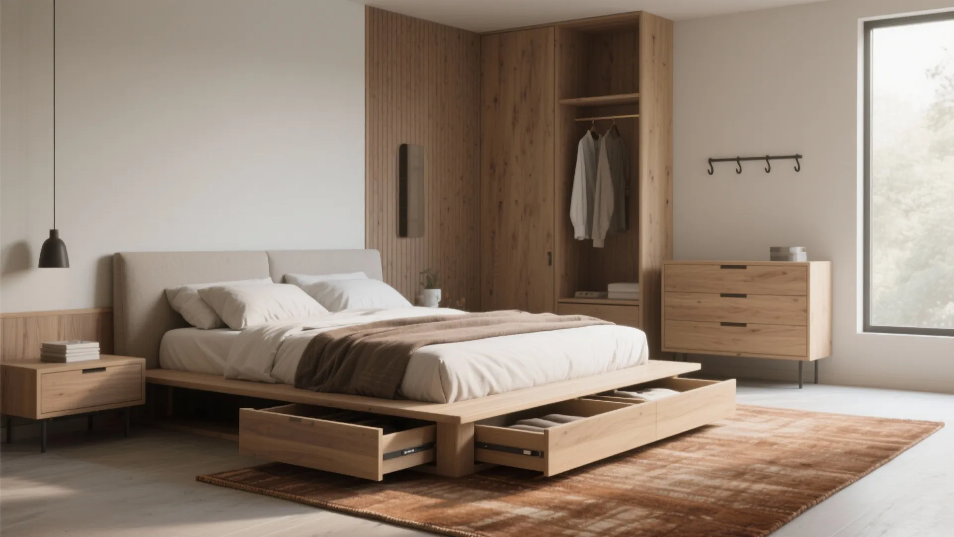 3. Platform Bed with Under-Storage and a Dressing Zone