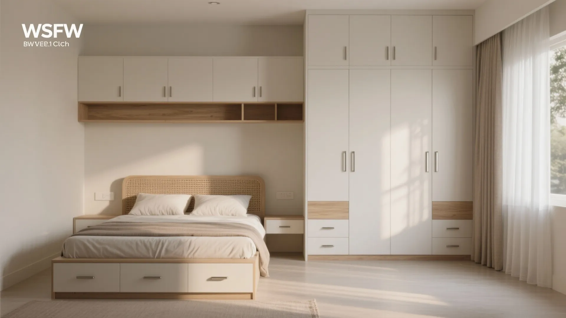 A Calm, Storage-Savvy Bedroom With a Platform Bed