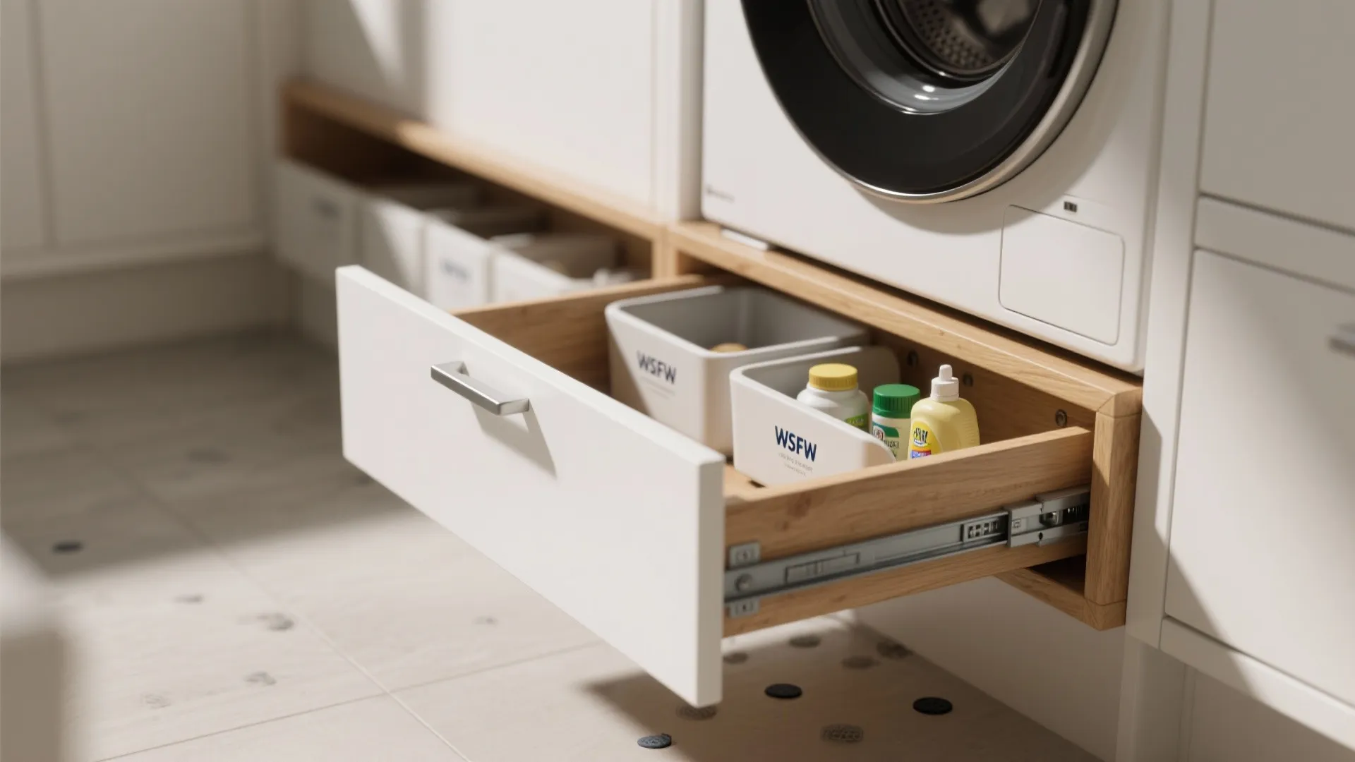 2. Raise and Store: Platform with Pull-Out Bins