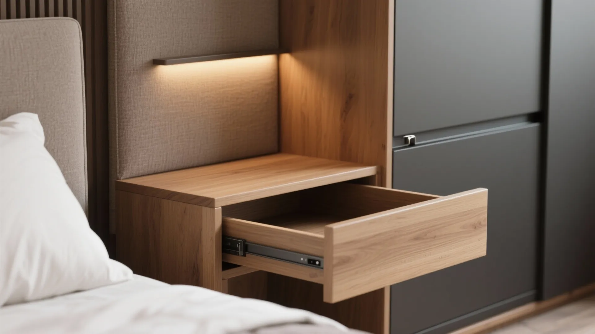 5) Bedroom systems: platform beds, loft wardrobes, and soft acoustics