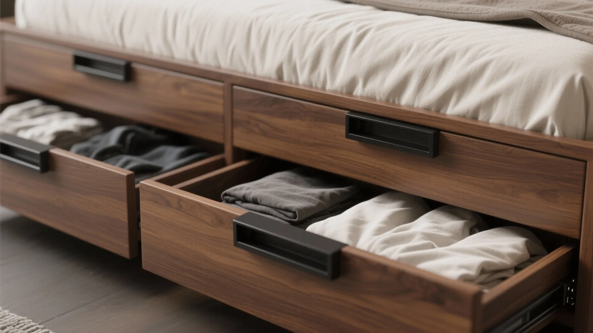 3. Platform Bed with Integrated Drawers