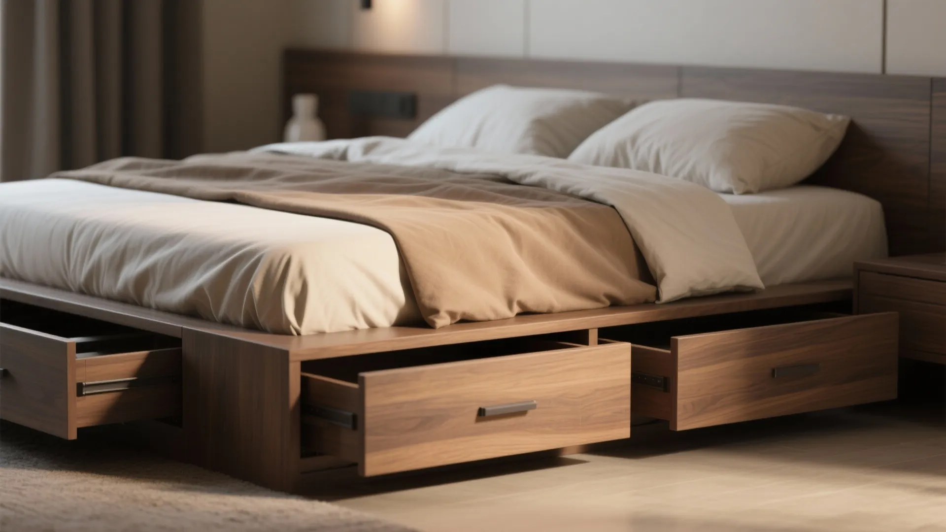 3. Low platform bed with drawers