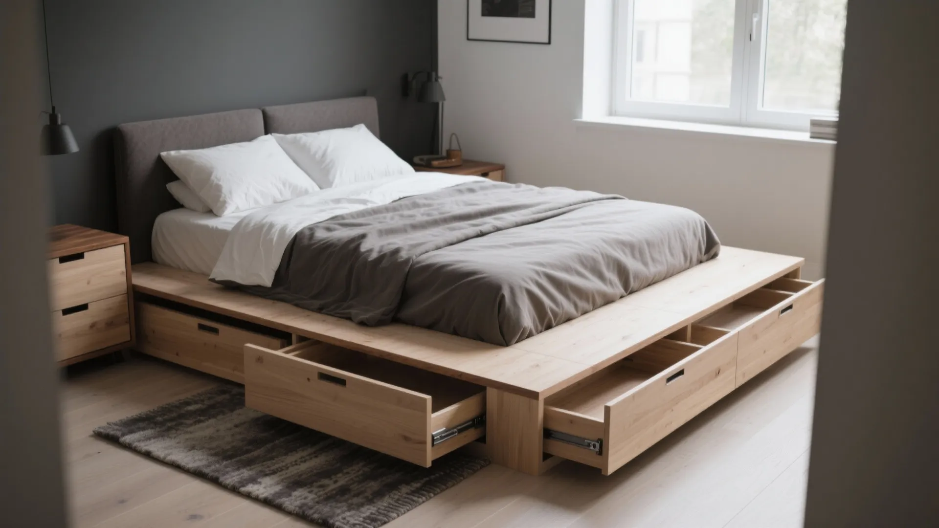 Raised Platform Bed With Hidden Storage
