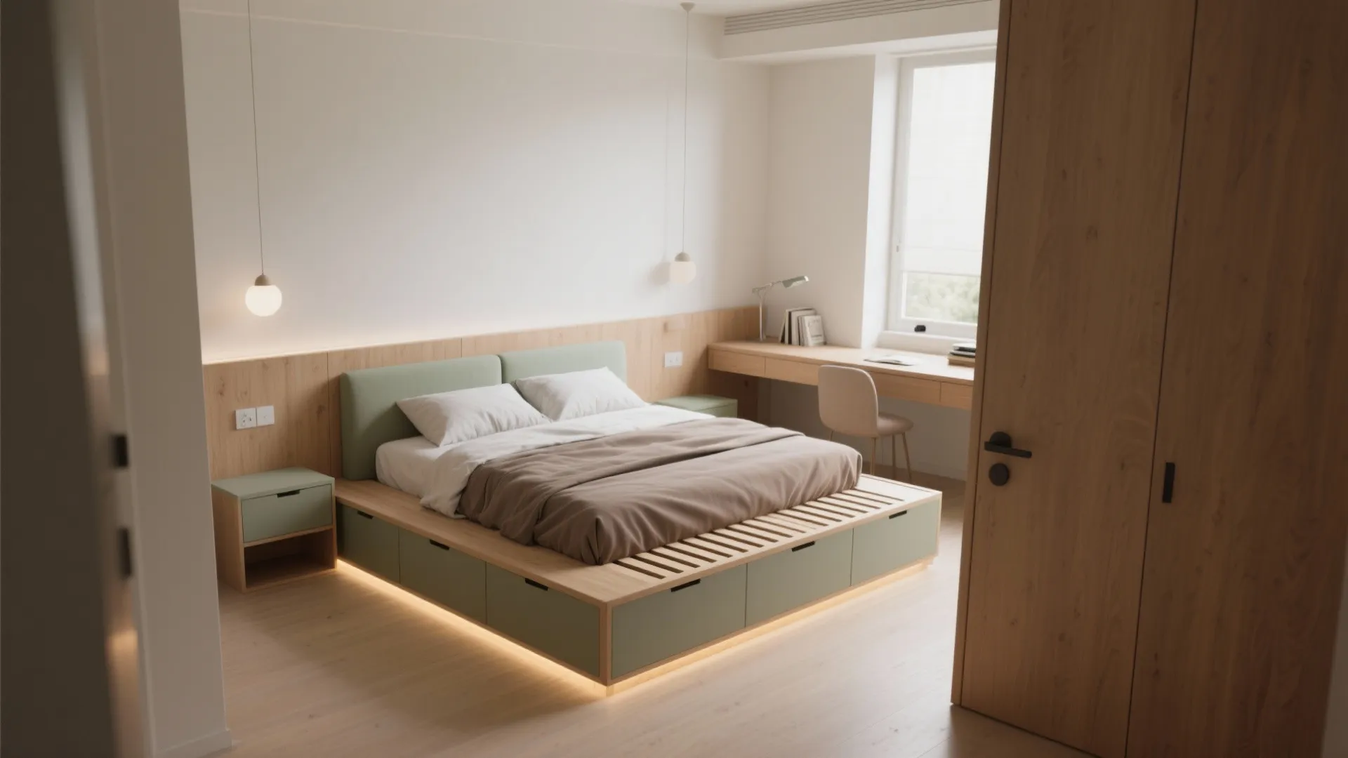 Idea 1: Lift the bed—loft or platform storage