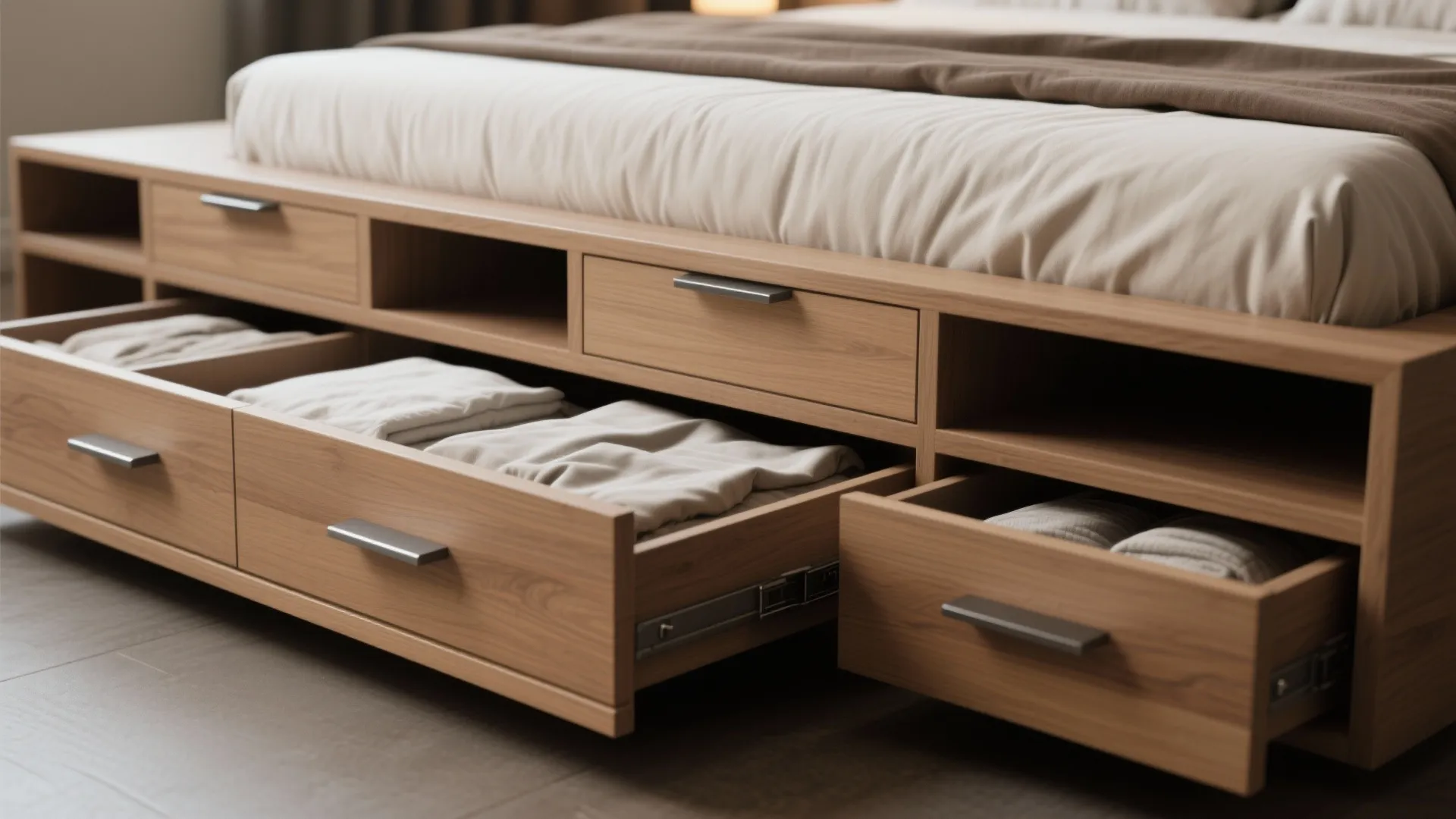 2. Build upward — platform beds with storage