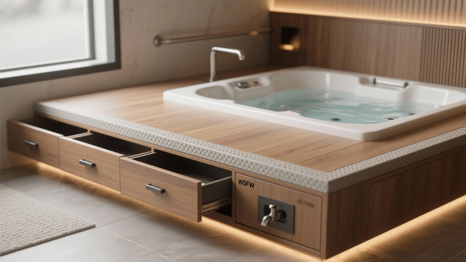 4. Raised platform tub with under-storage