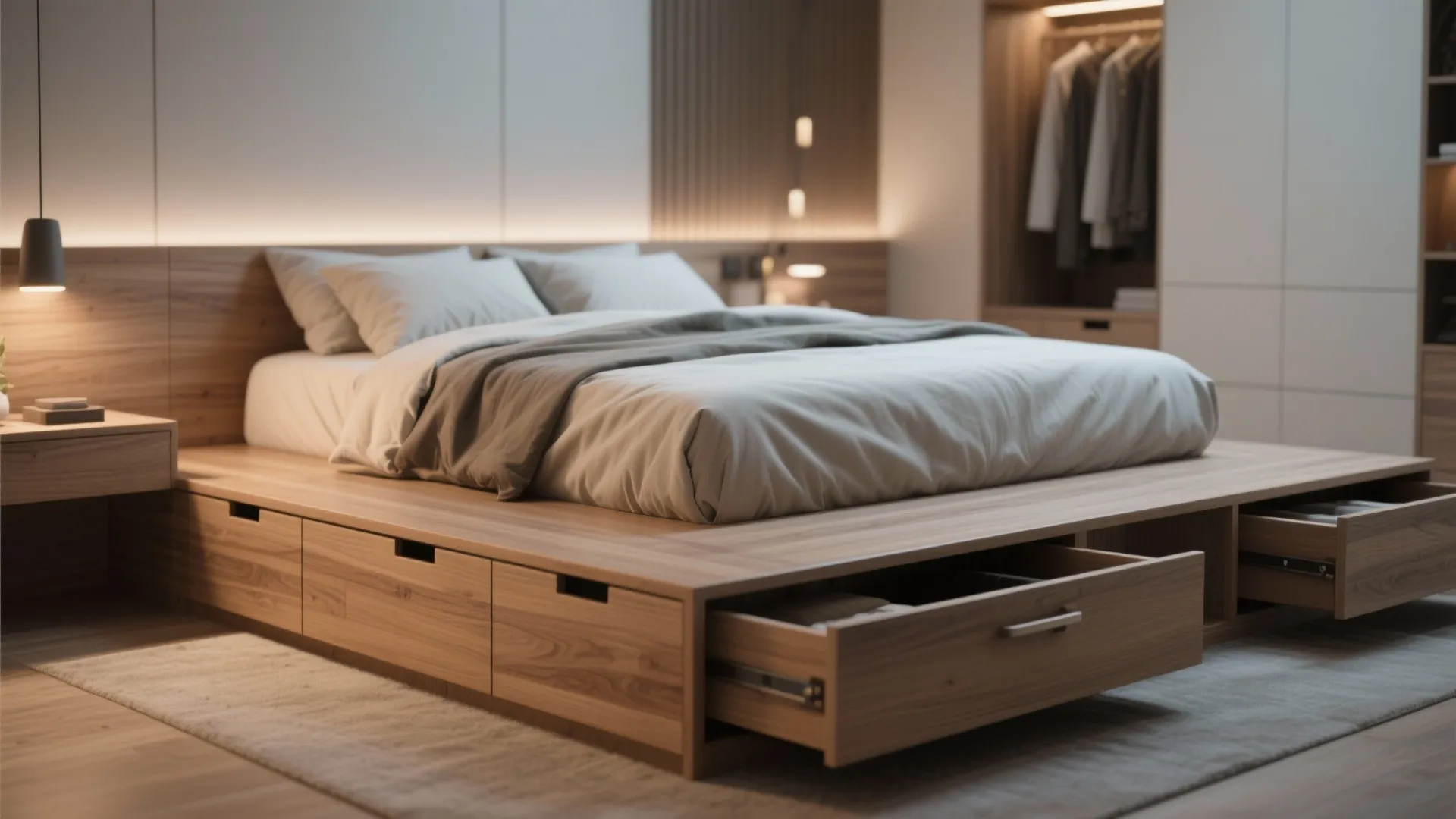 3. Raised platform bedroom with storage underneath