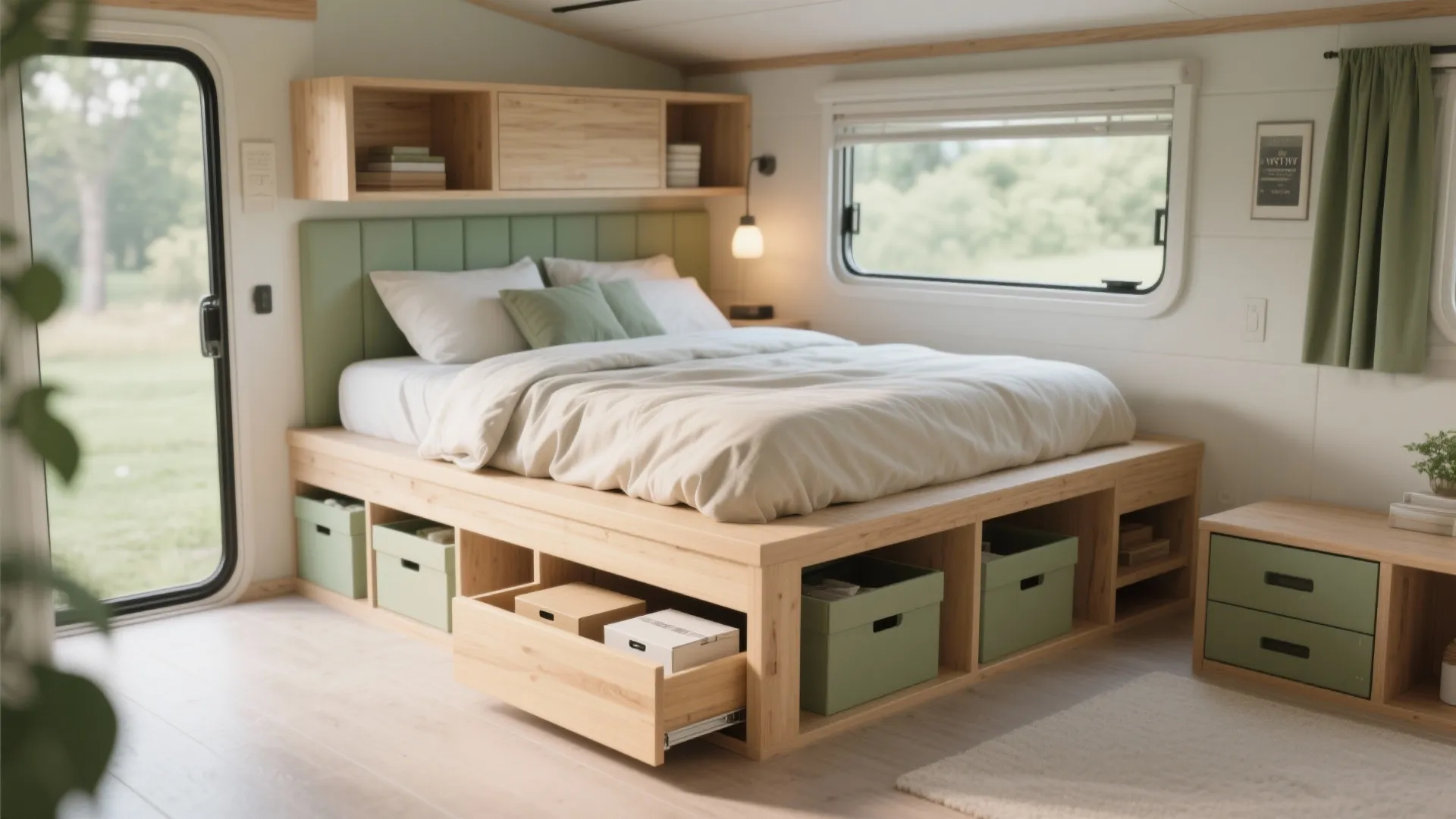 1. Raise the bed into a storage platform