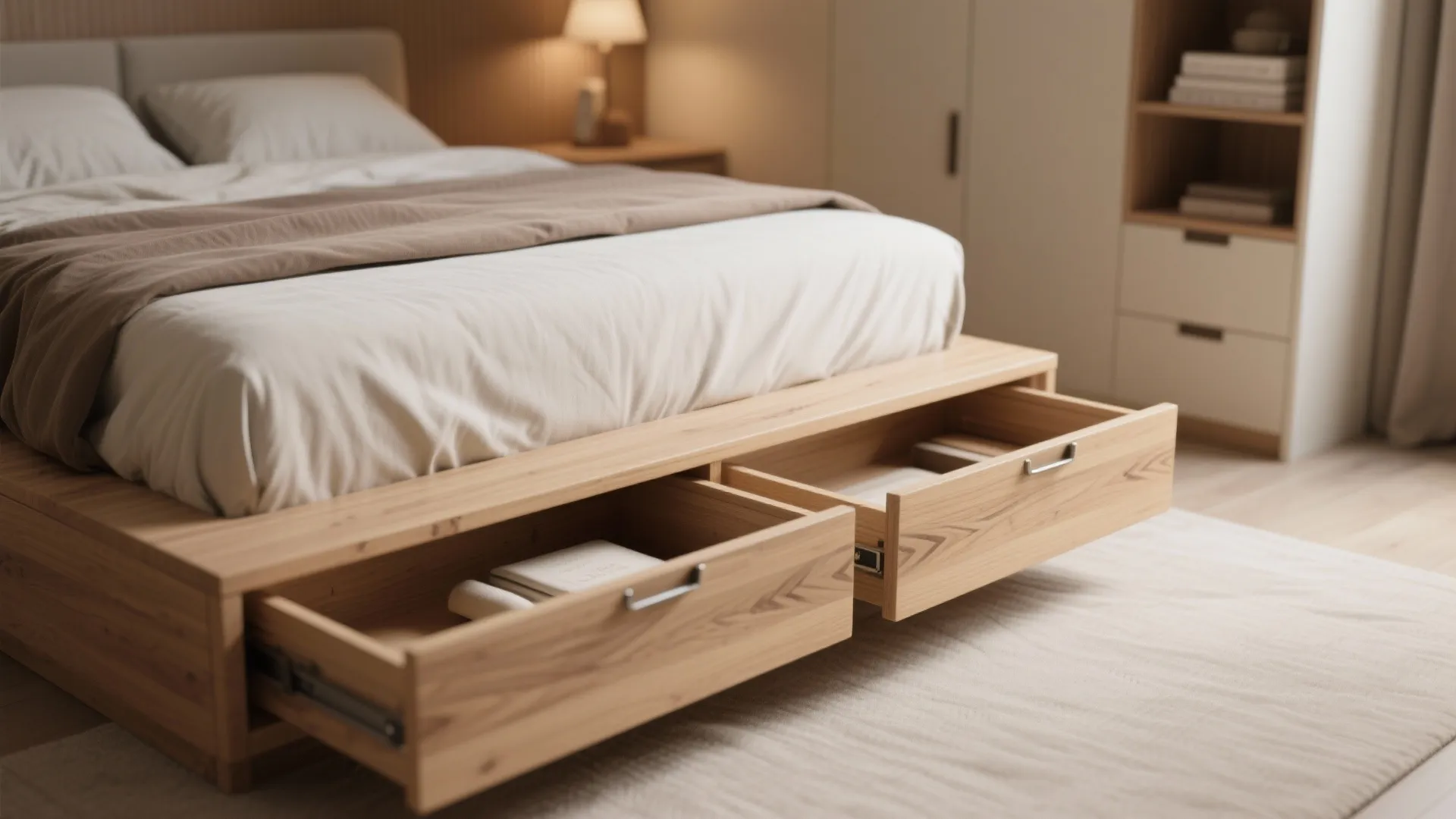 2. Built-in storage beneath raised platforms