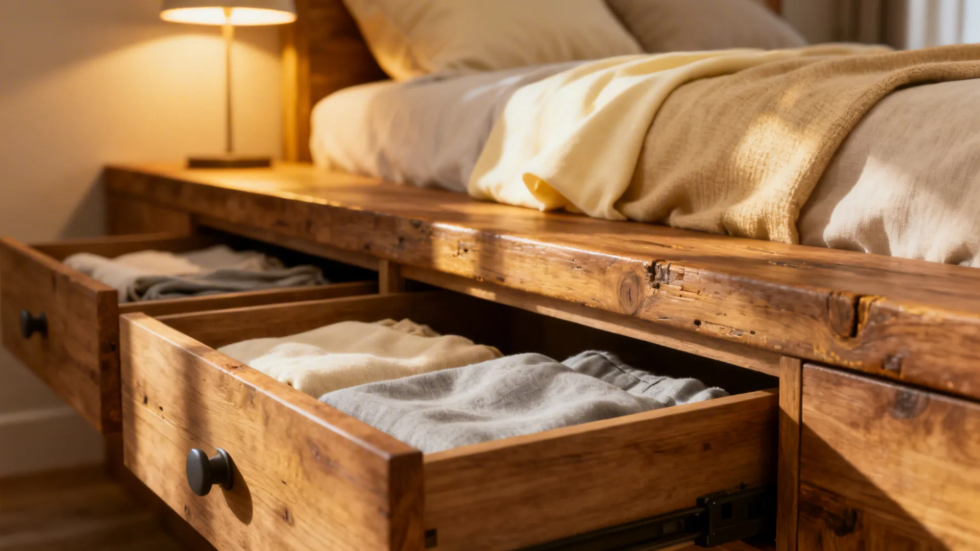 1. Raised Platform Bed with Storage