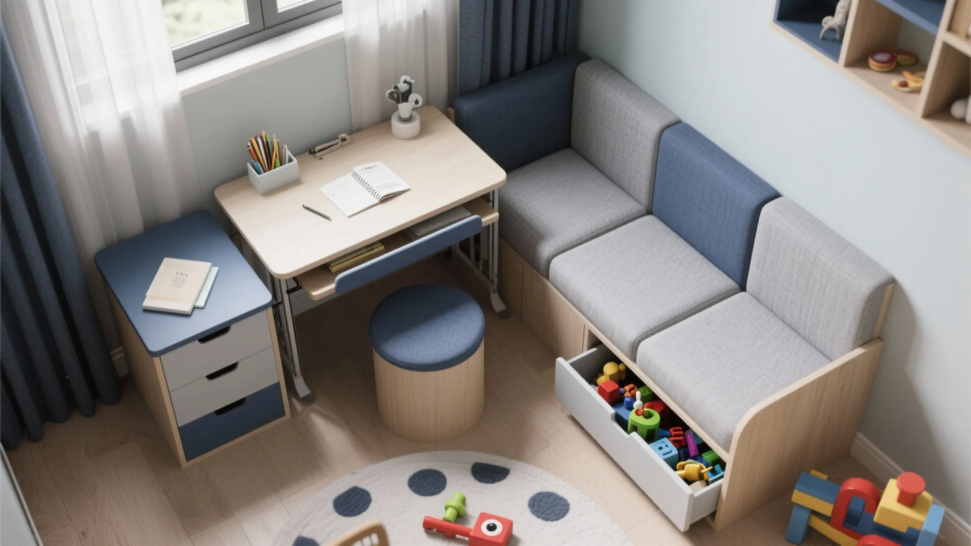 5. Convertible Play Zone and Study Nook