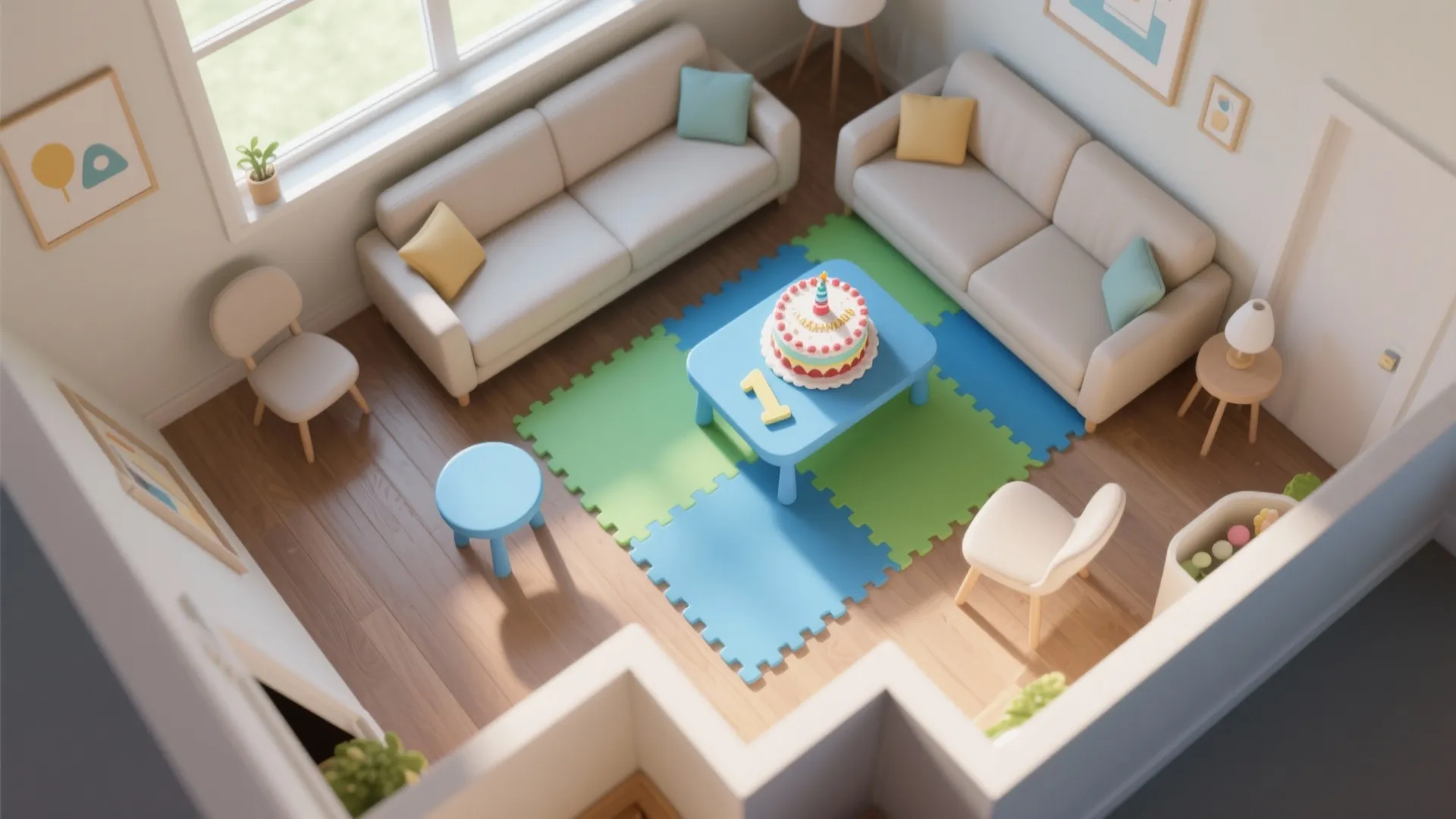 Blue-Green One-derland Play Mat Zone