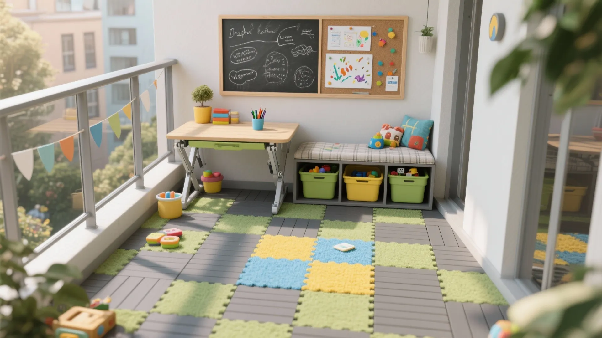 Flexible play zone with foldables and hidden storage