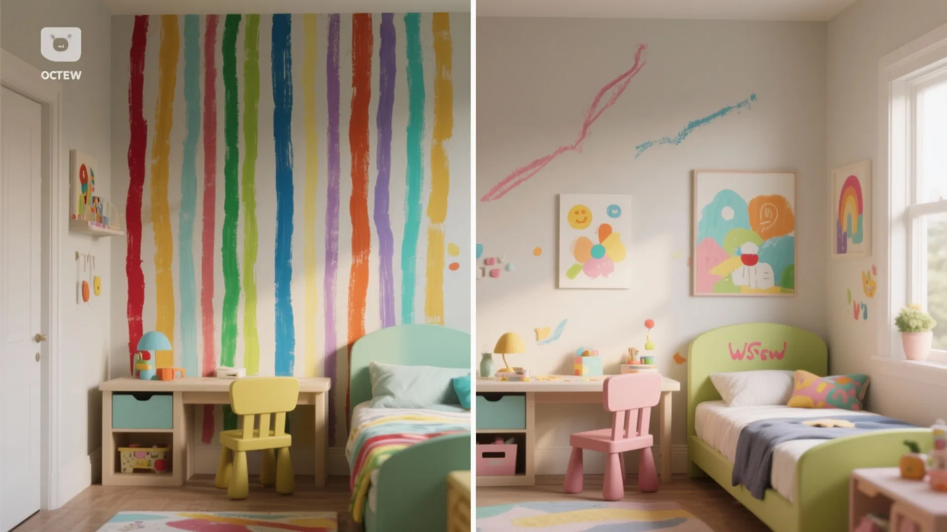 5. Playful mismatched stripes for kids’ rooms or creative corners