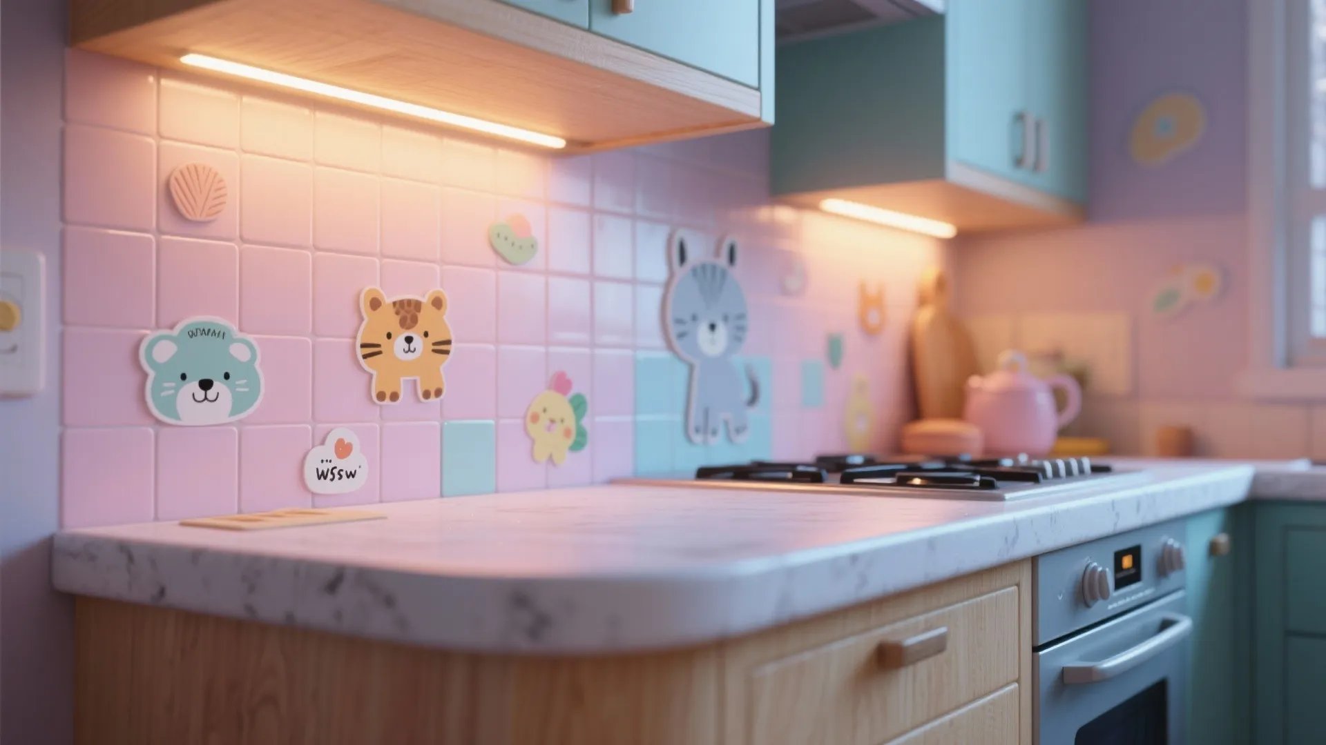 5. Playful theme details: pastels, decals, and soft lighting