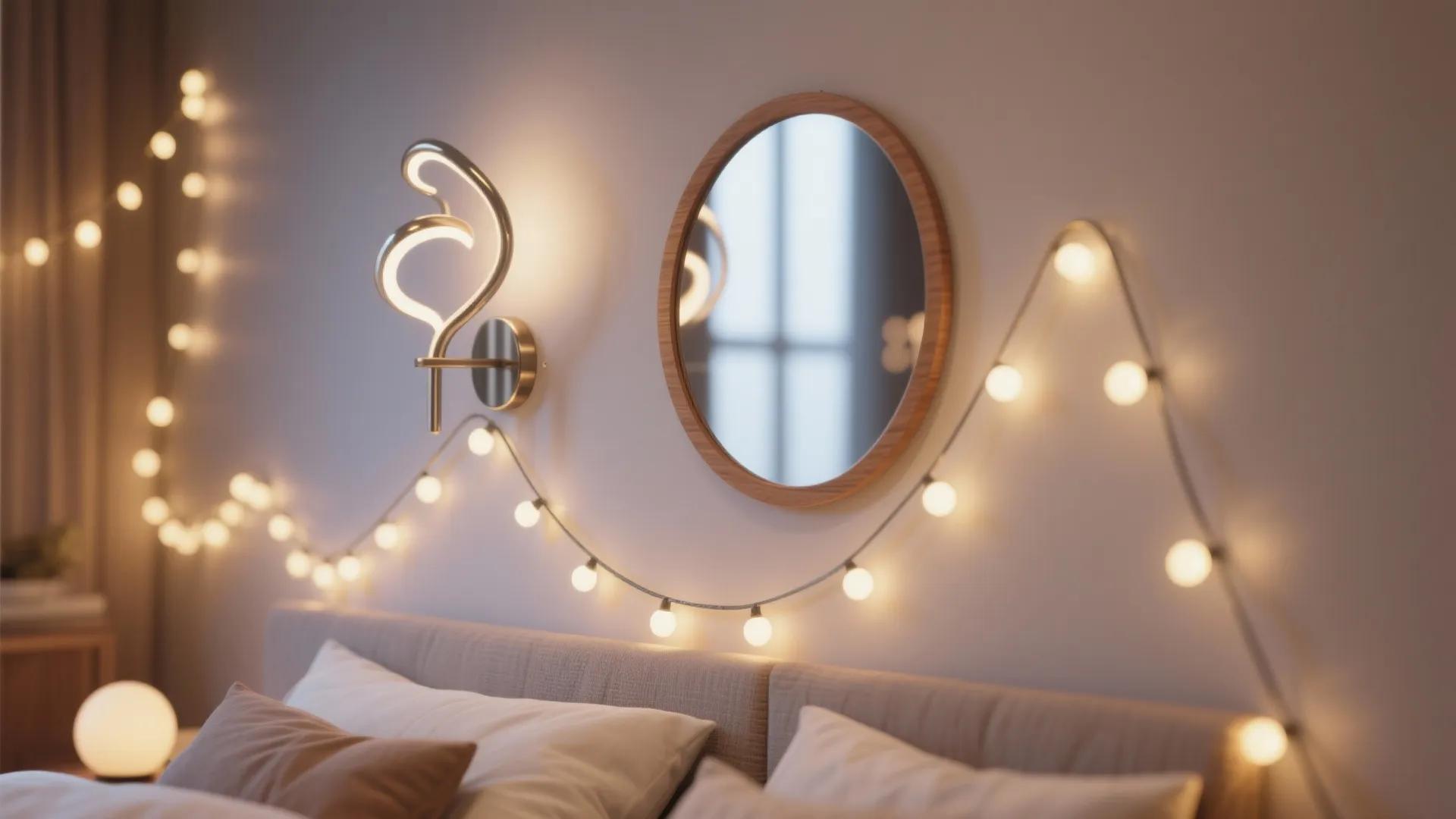 4. Playful lighting and mirror accents