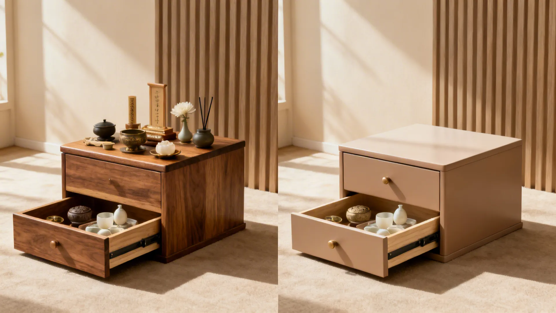 4) Two-step plinth with storage drawers