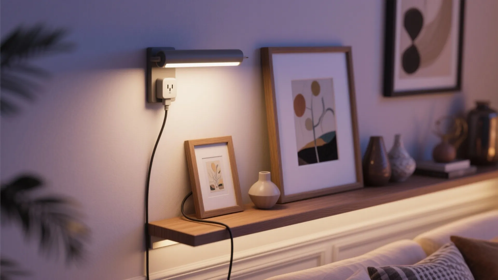 5. Plug-in picture light above a shelf