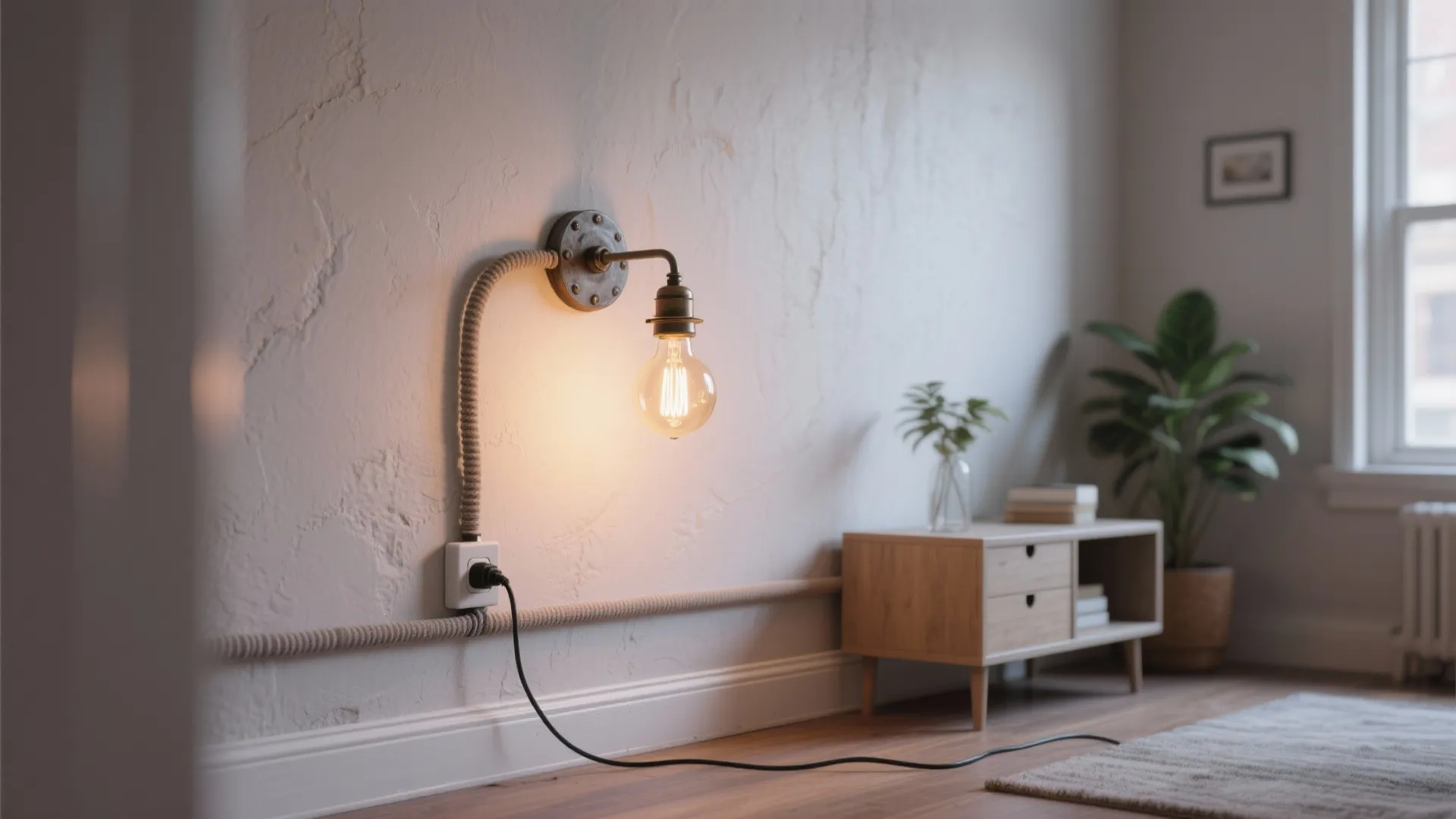 5. Plug-in industrial sconce for renters