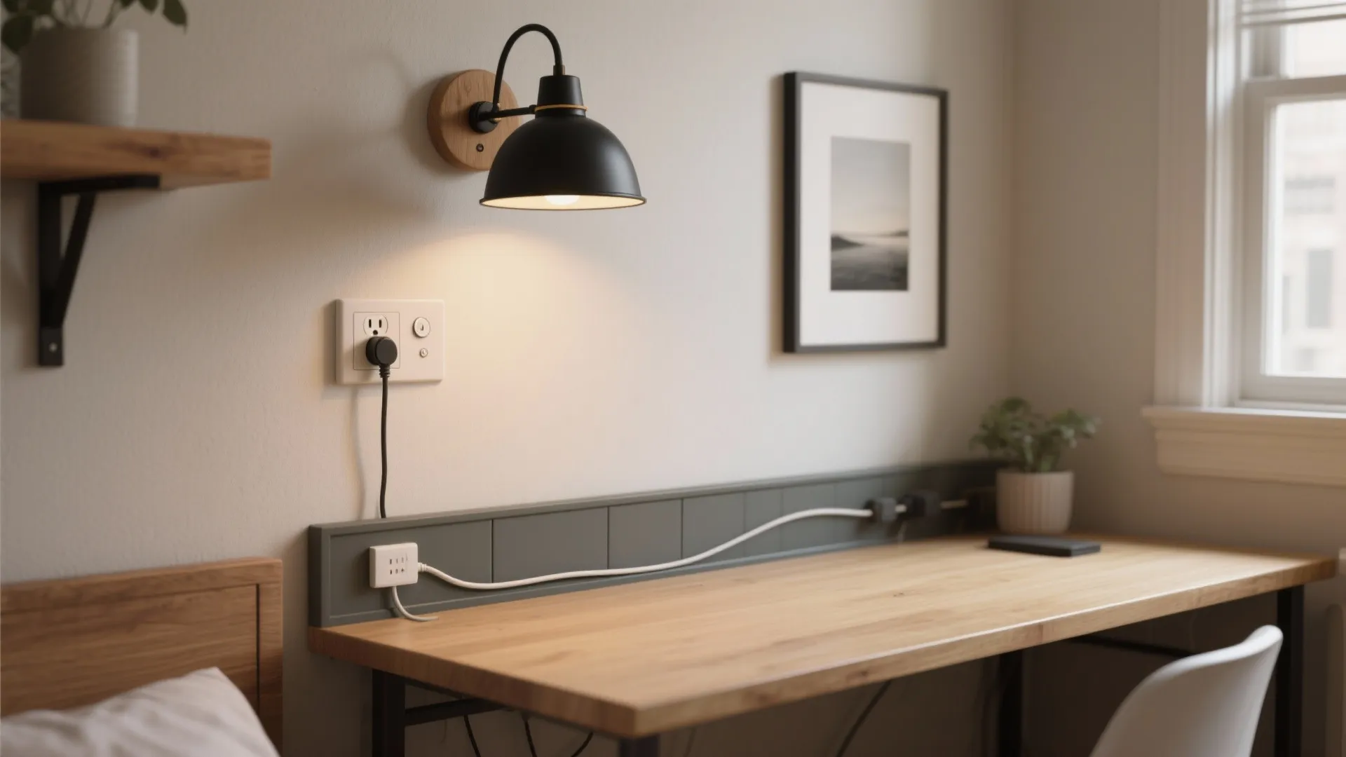 Plug-in sconces with on-base switches for renter-friendly installs