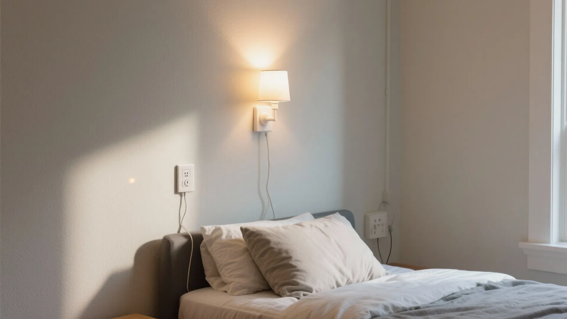 Plug-in bedside sconces with integrated dimmers