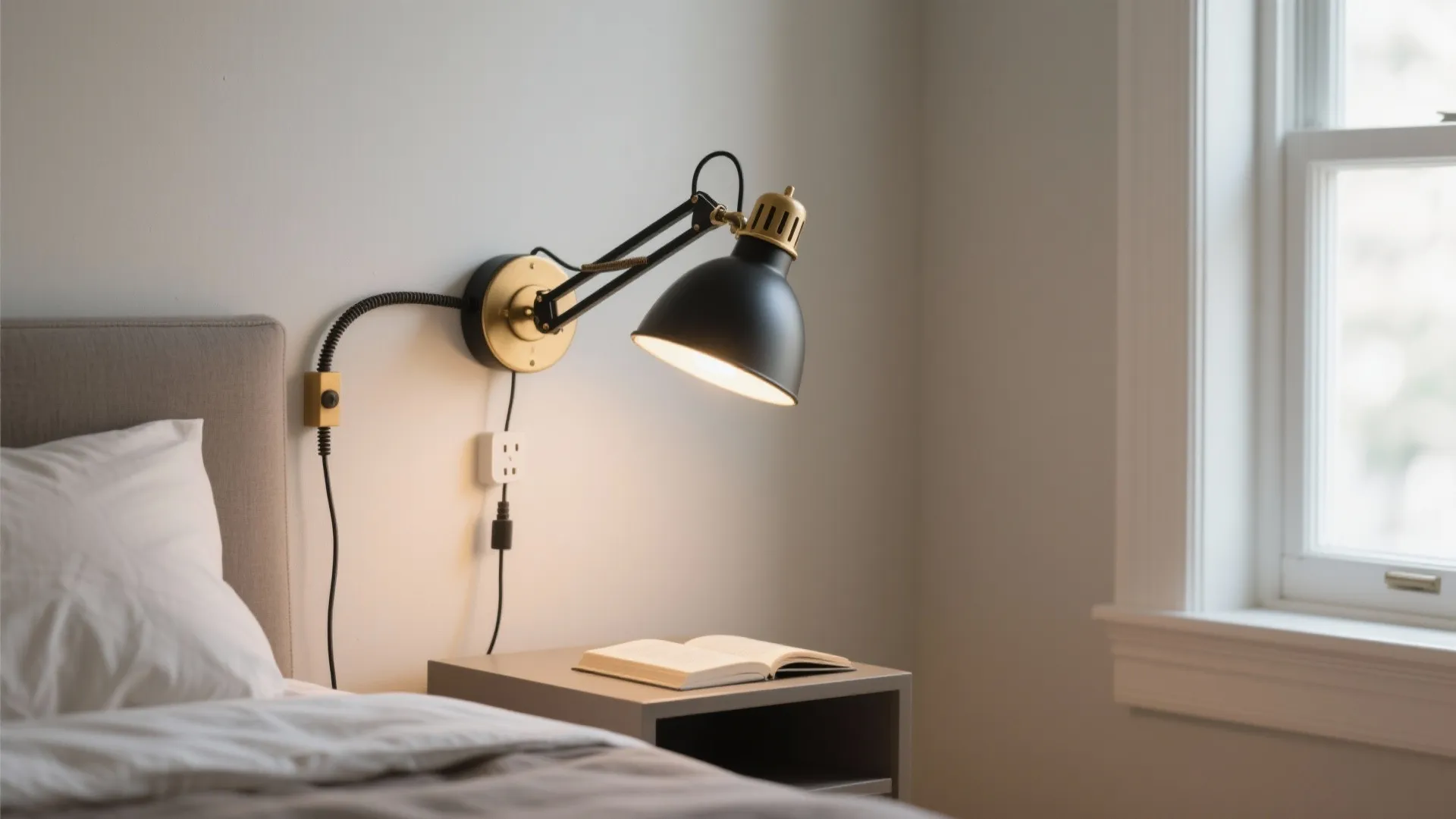 2) Plug-in swing arm lamps as flexible task lighting