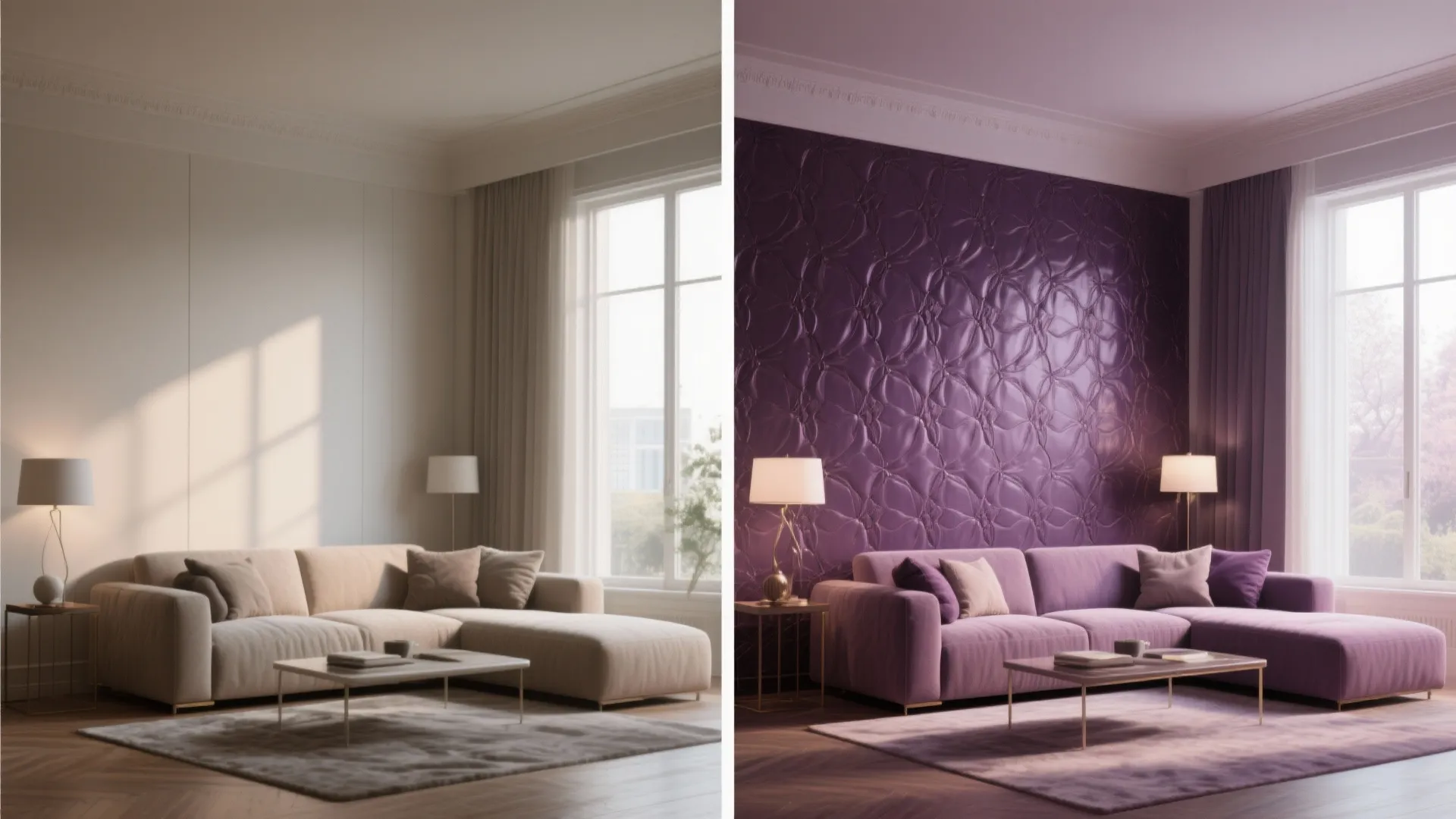 2) Plum Accent Wall with Texture