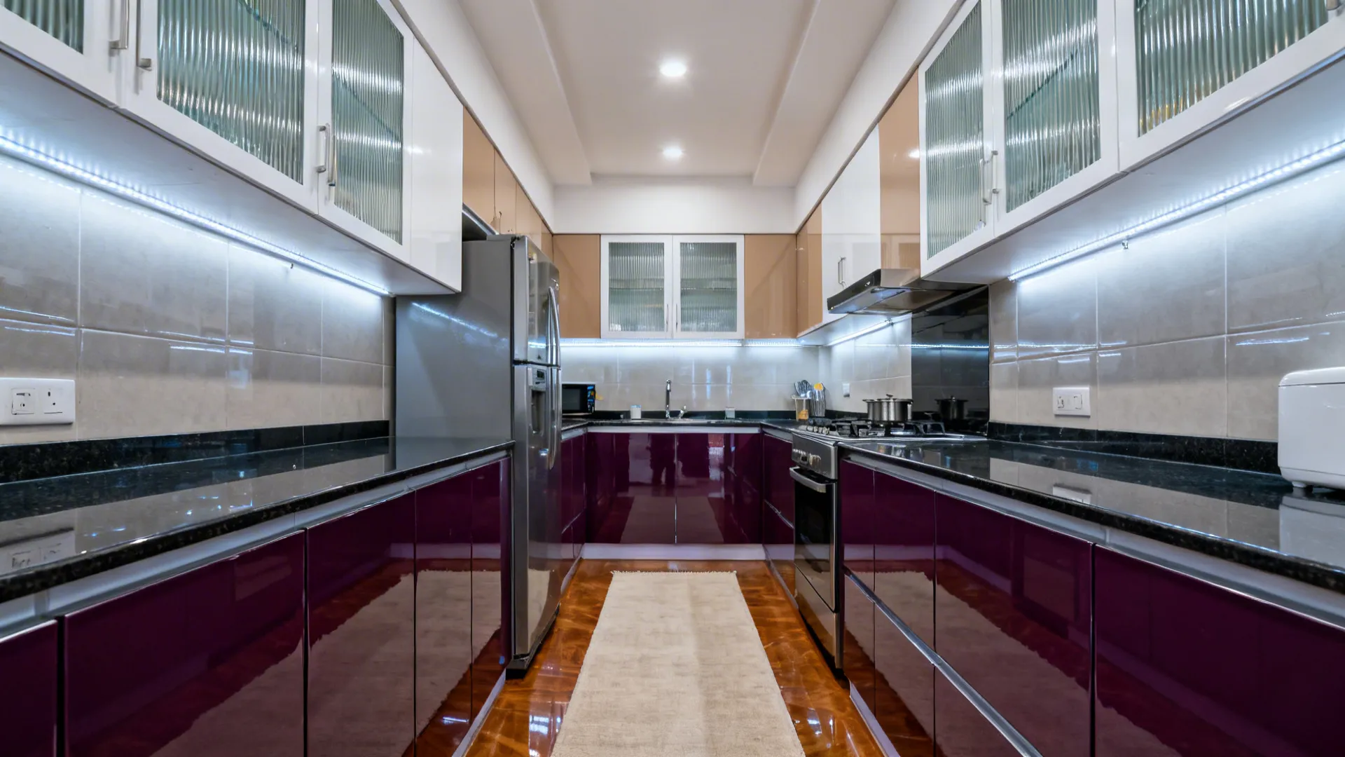 High-Gloss Plum with Glass Uppers