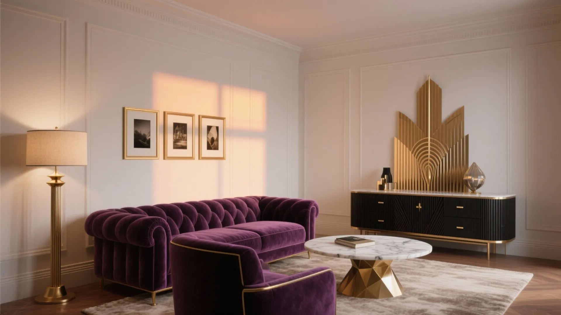 Deep Plum + Brushed Gold Art Deco Glam