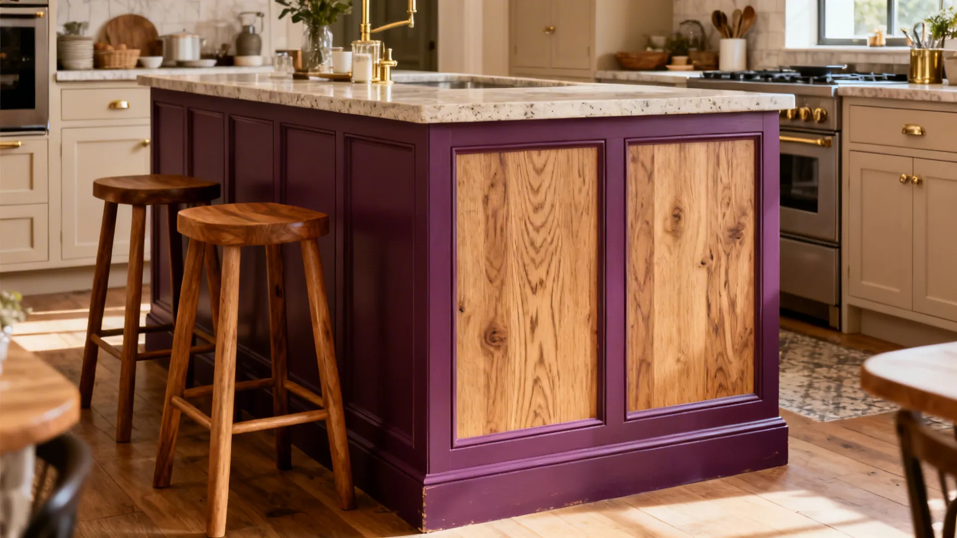 Plum Island + Natural Wood (texture-forward warmth)