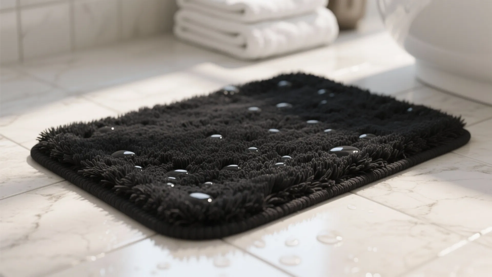 1. Plush 100% Cotton Black Bath Mat