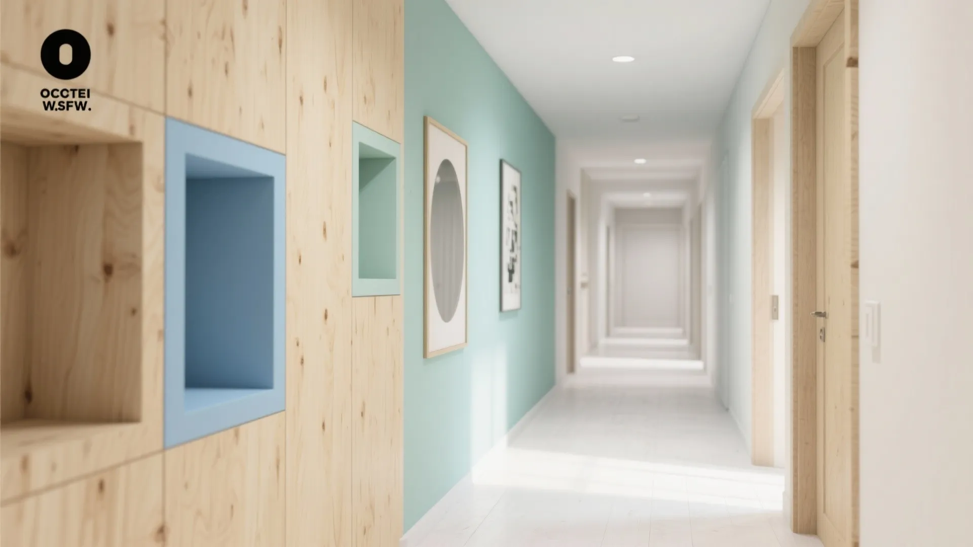 Plywood + Color Accents for Bright, Happy Halls