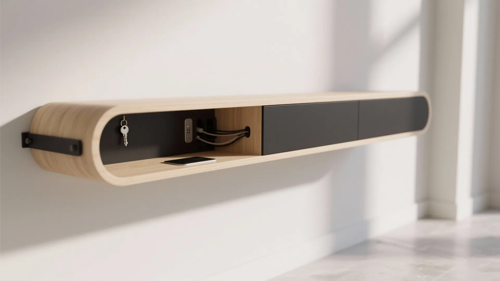 Floating Plywood Console and Key Drop