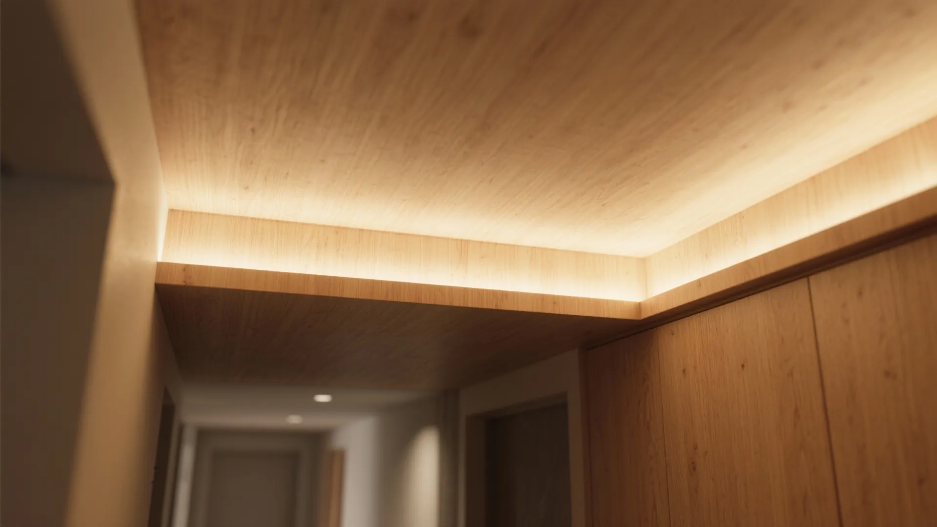 Plywood Ceiling Coves with Soft Lighting