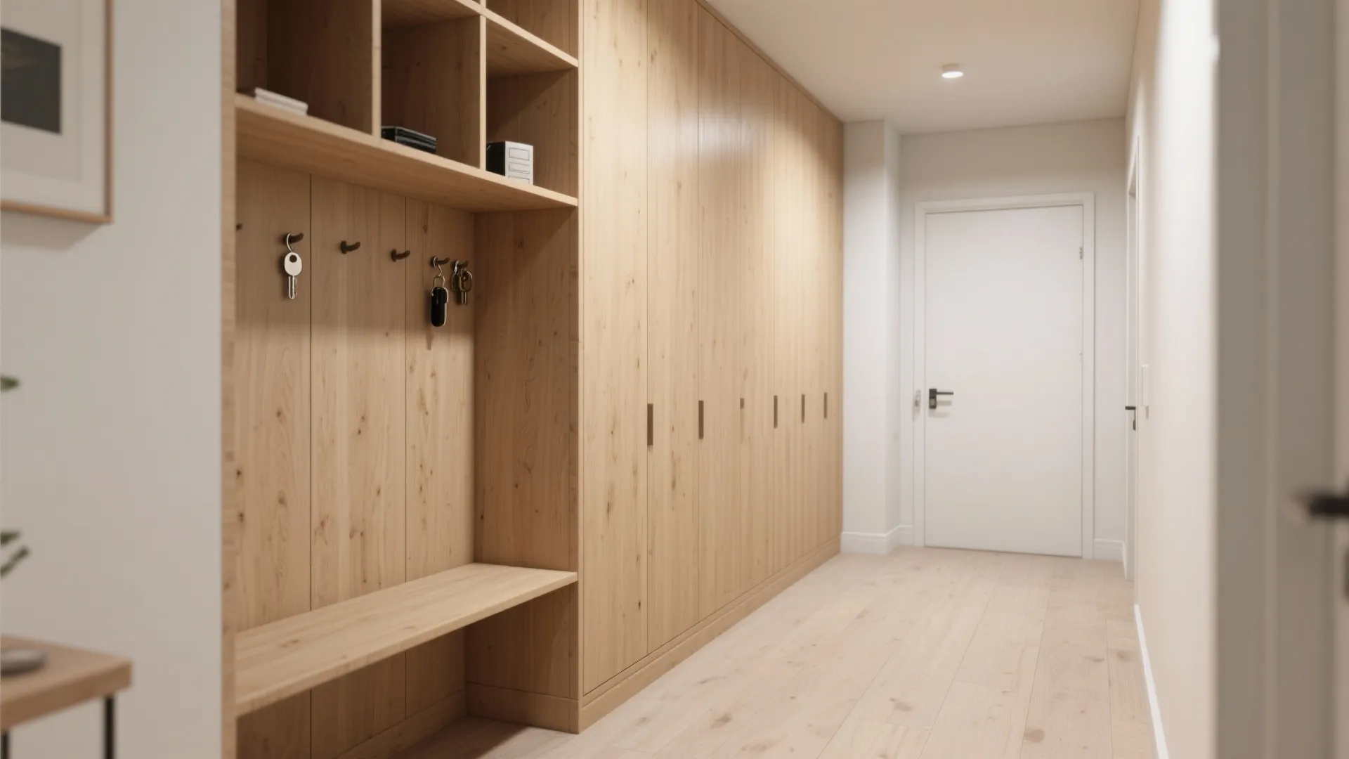 Minimalist Plywood Storage Wall