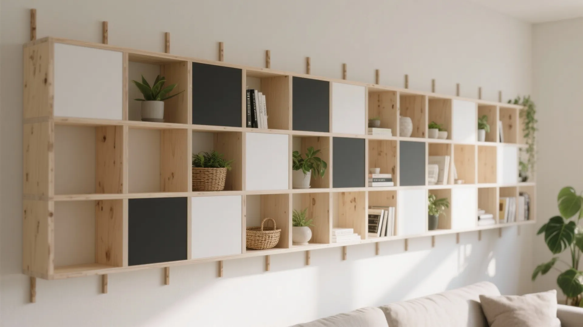 Modular Plywood Cube Wall System