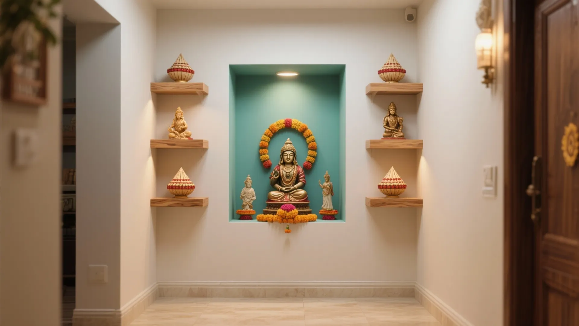 Wall-Mounted Plywood Shelves