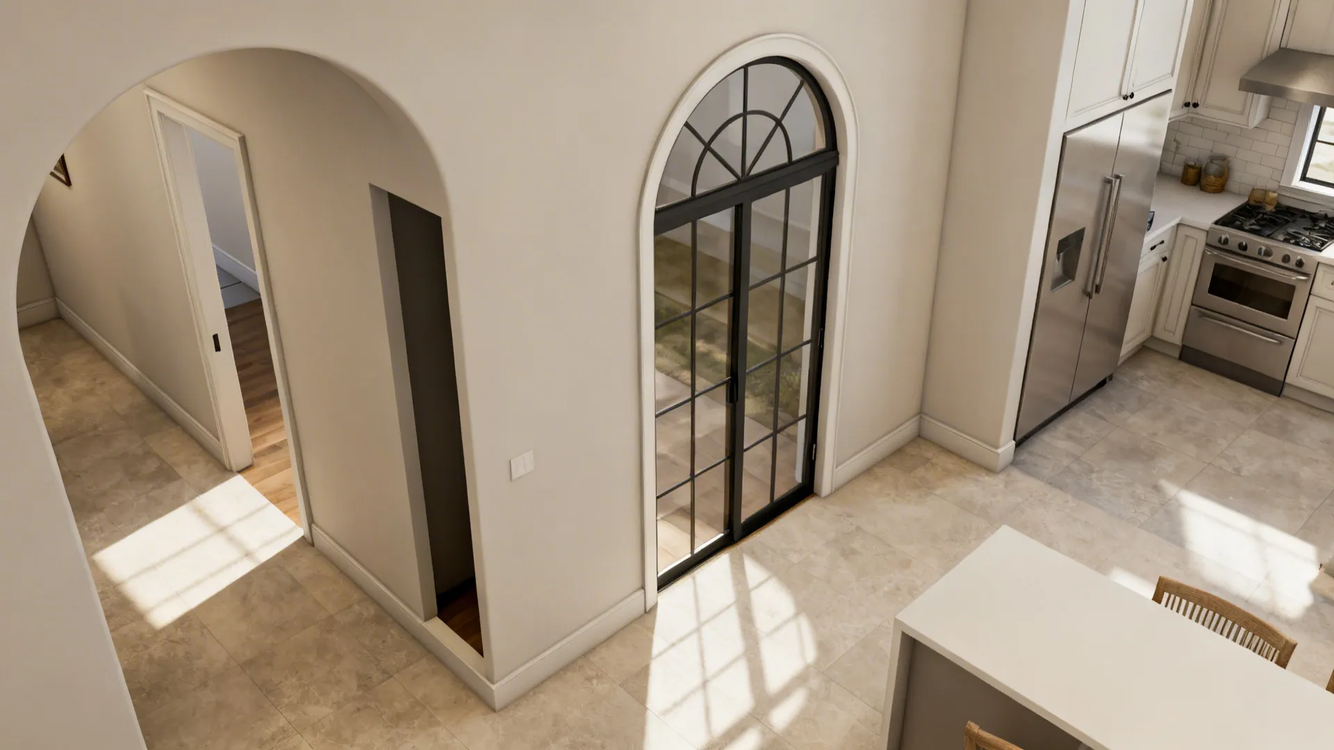 5) Lightweight Drywall Arch with Sliding Pocket Glass