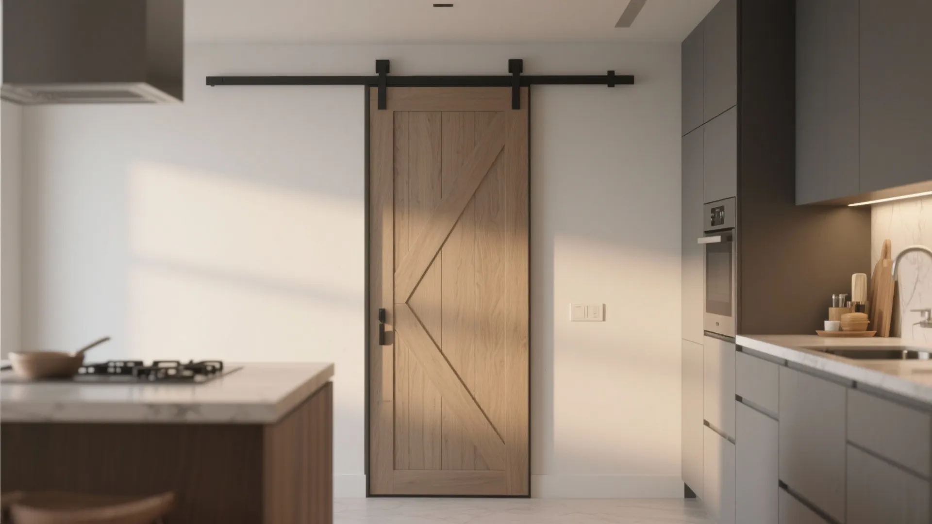 4. Pocket-style Barn Door with Minimal Trim