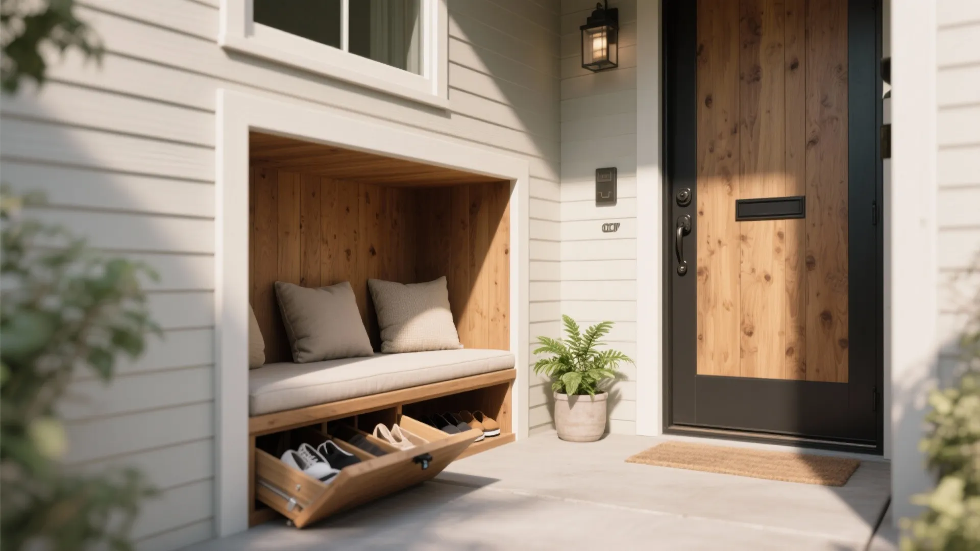Pocket Porch with Built-in Bench