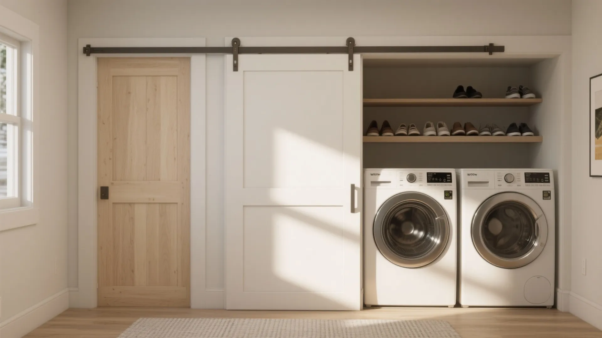 2. Pocket or Bifold Doors to Hide the Mess