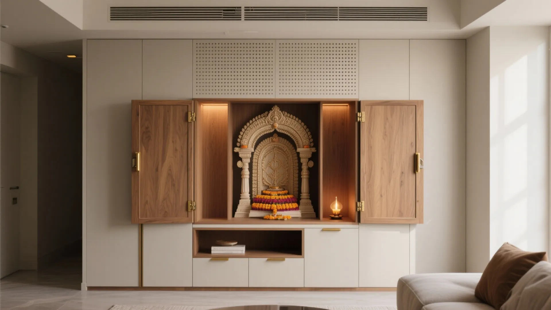 Pocket-Style Pooja with Bi-Fold Doors