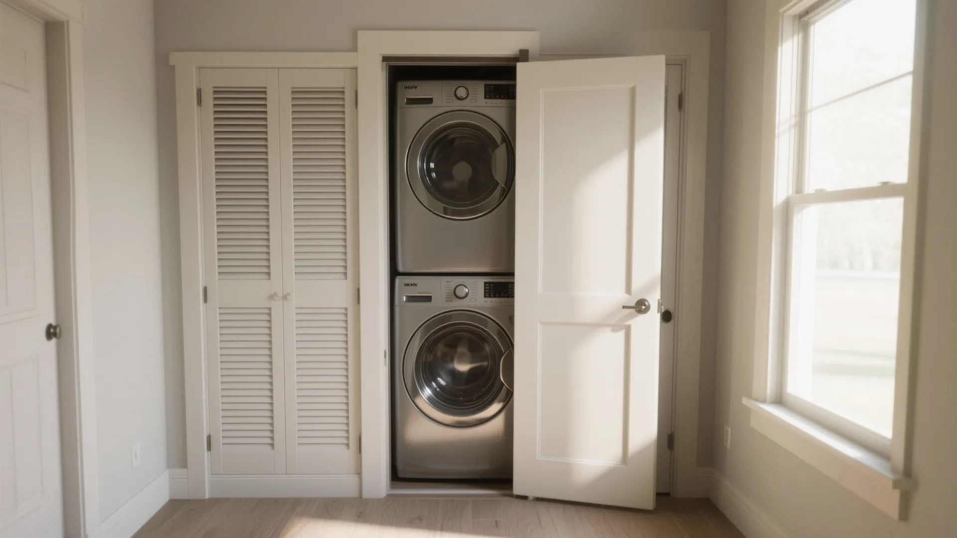 3. Pocket door or bi-fold enclosure with ventilation