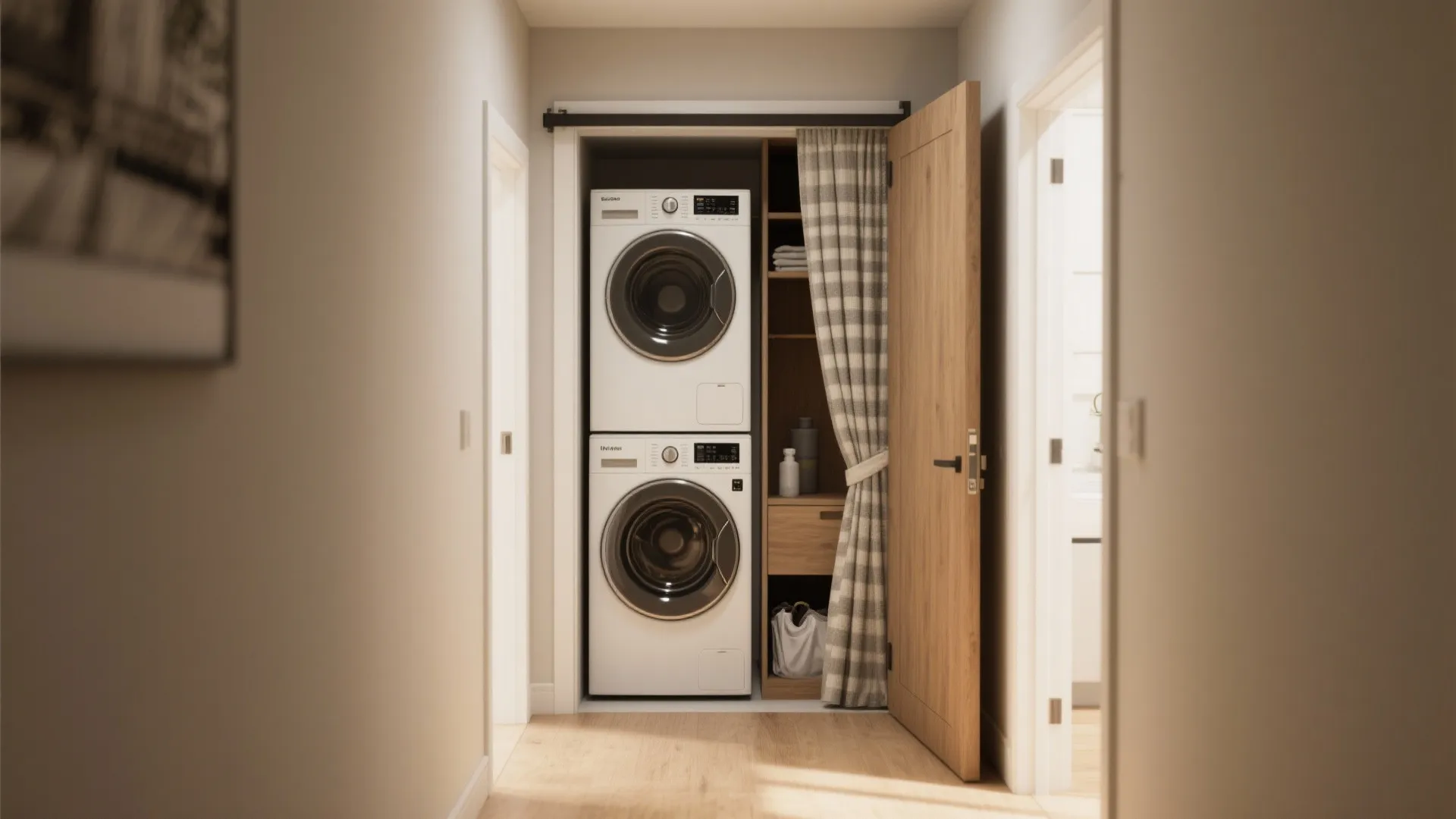 5. Pocket door or curtain solution with workflow zoning