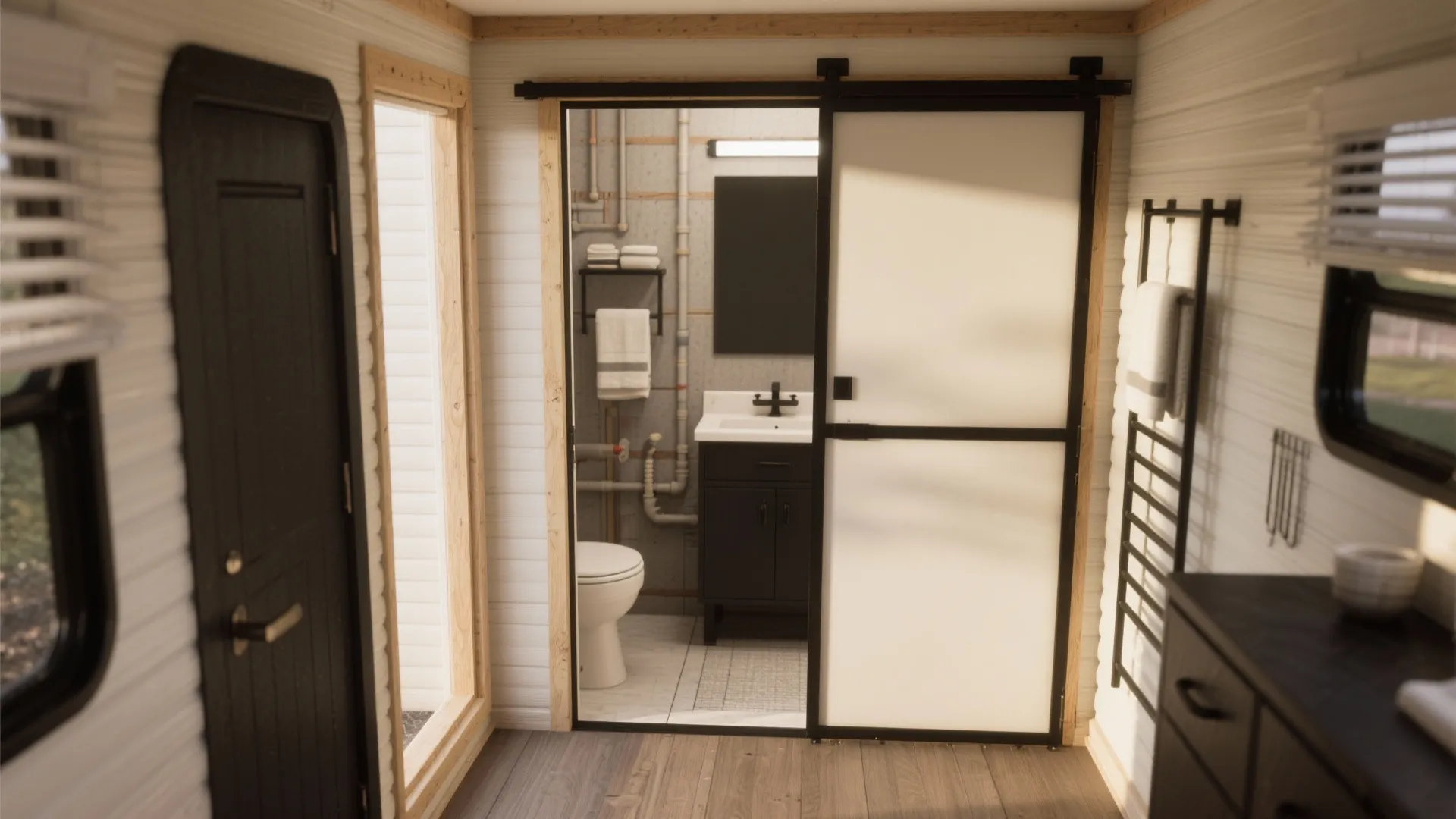 2. Install pocket doors or outward sliding doors