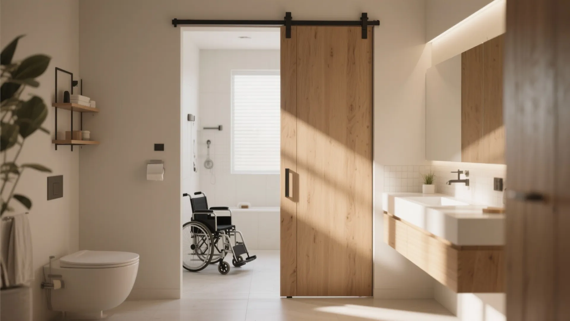 2. Pocket doors for better maneuvering