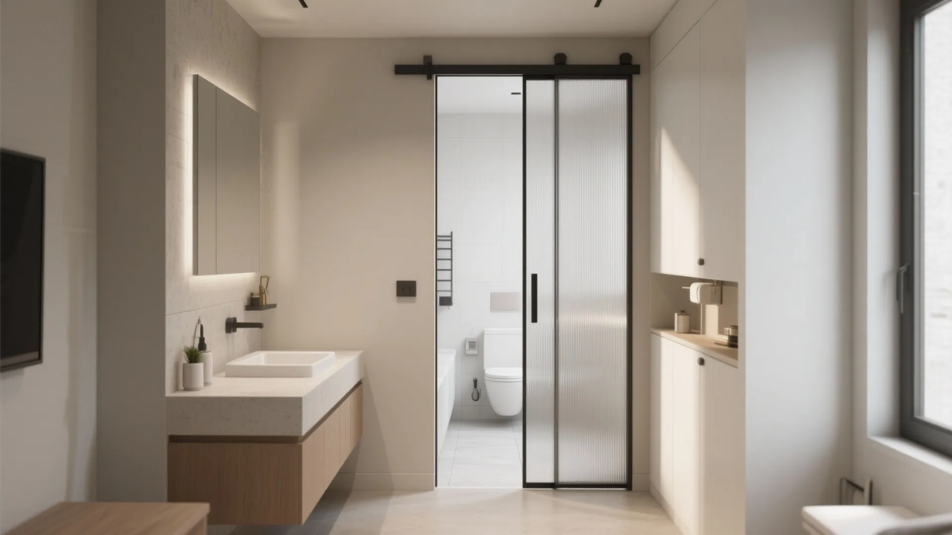 Pocket Door for Compact Bathrooms