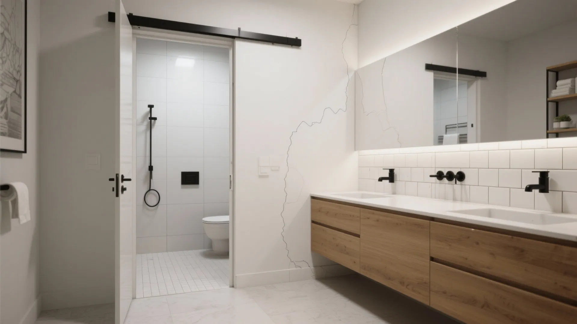 2. Pocket doors to save swing space