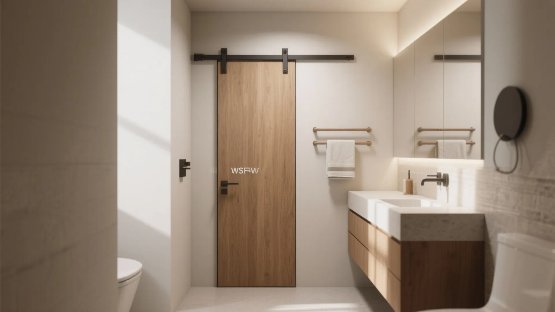 1. Pocket door for maximum clearance