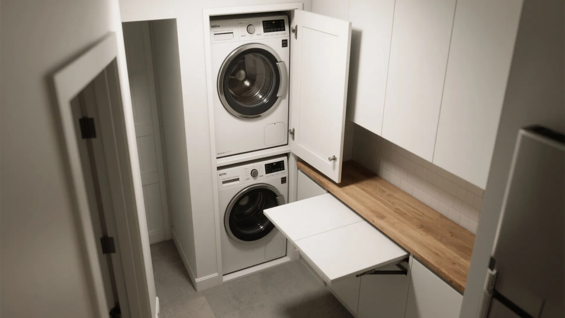 Pocket Door and Fold-down Counter